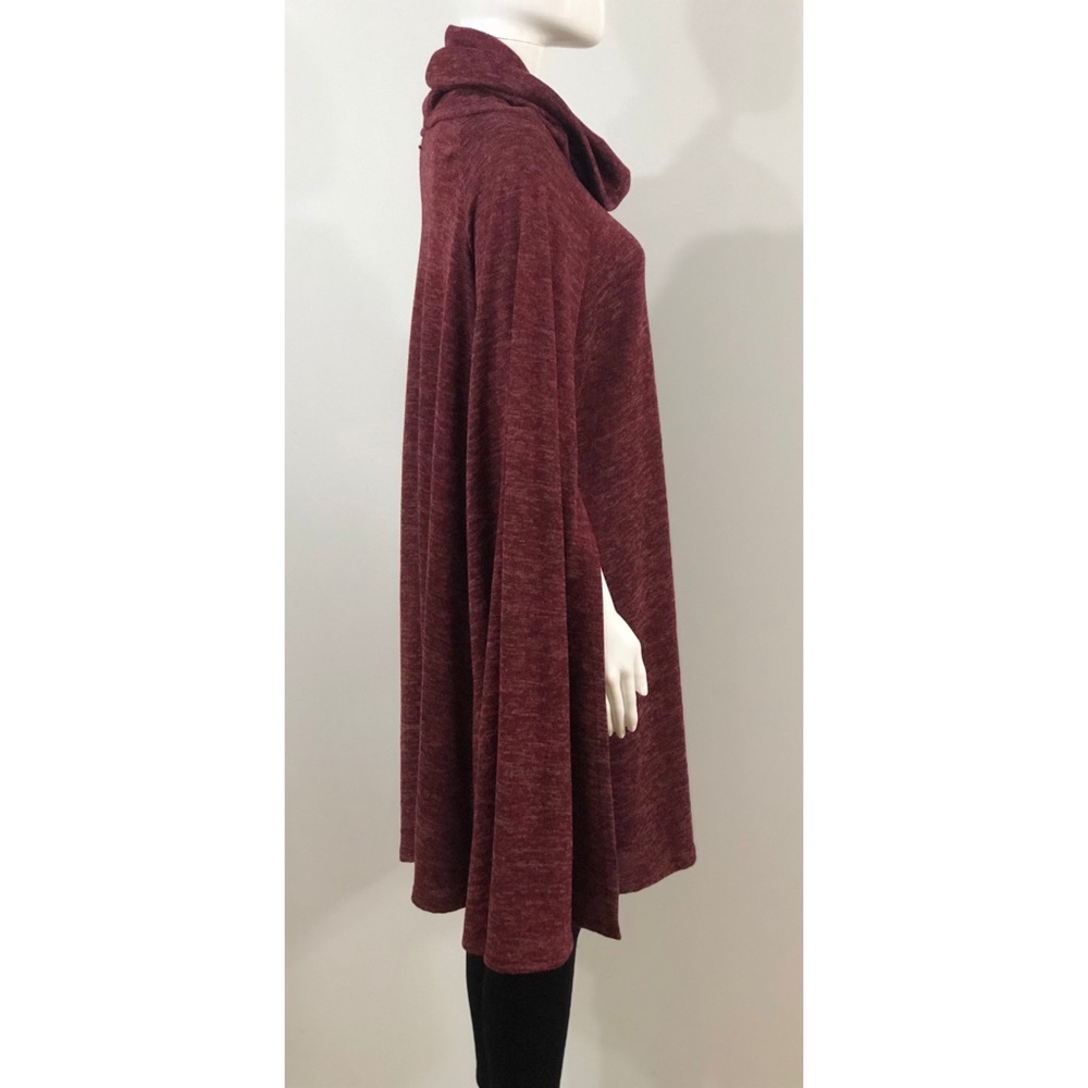 Red wine sweater dress cape sweater poncho dress - Picture 7 of 11